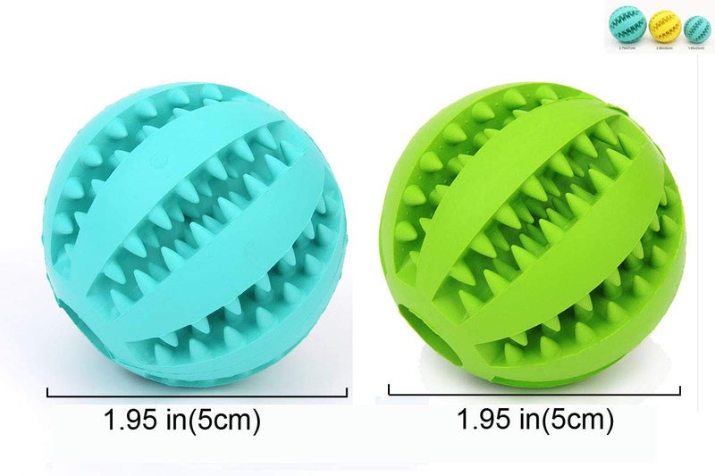 Sunglow 2 Pack Dog Toy Ballï¼ŒNontoxic Bite Resistant Teething Toys Balls for Small/Medium/Large Dog and Puppy Cat, Dog Pet Food Treat Feeder Chew Tooth Cleaning Ball Exercise Game IQ Training - Image 2